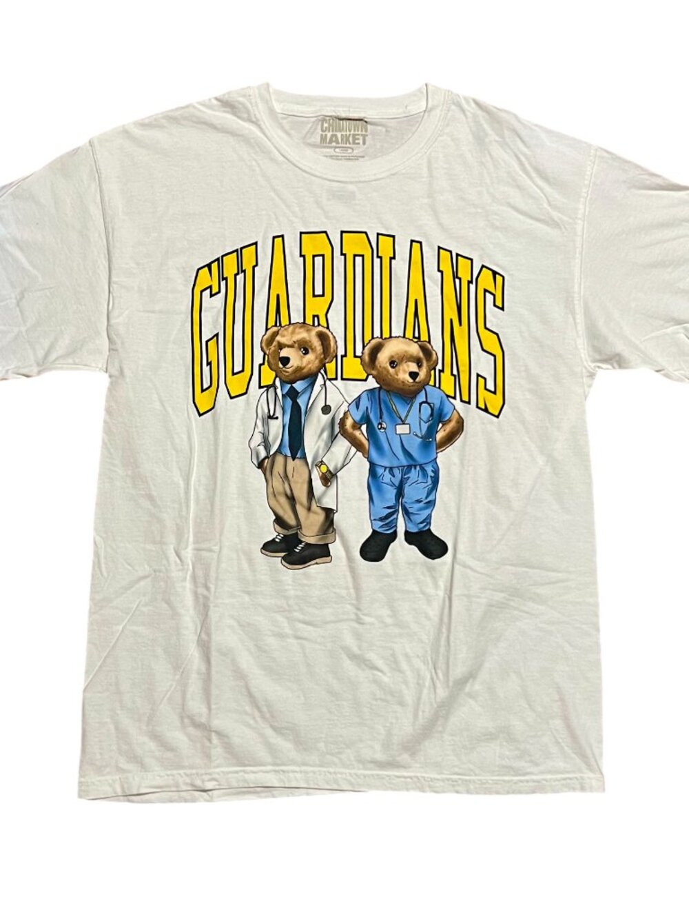 Chinatown Market Guardians Bear Doctor Nurse White Graphic T-Shirt, Men's Large